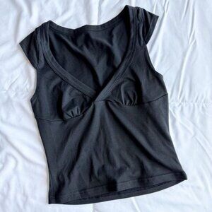 SHEIN Classic Black V Neck Top, XS